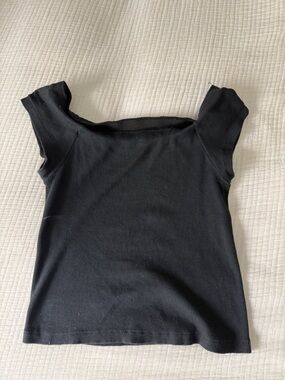 Brandy Melville Black Ribbed Square Neck Tee